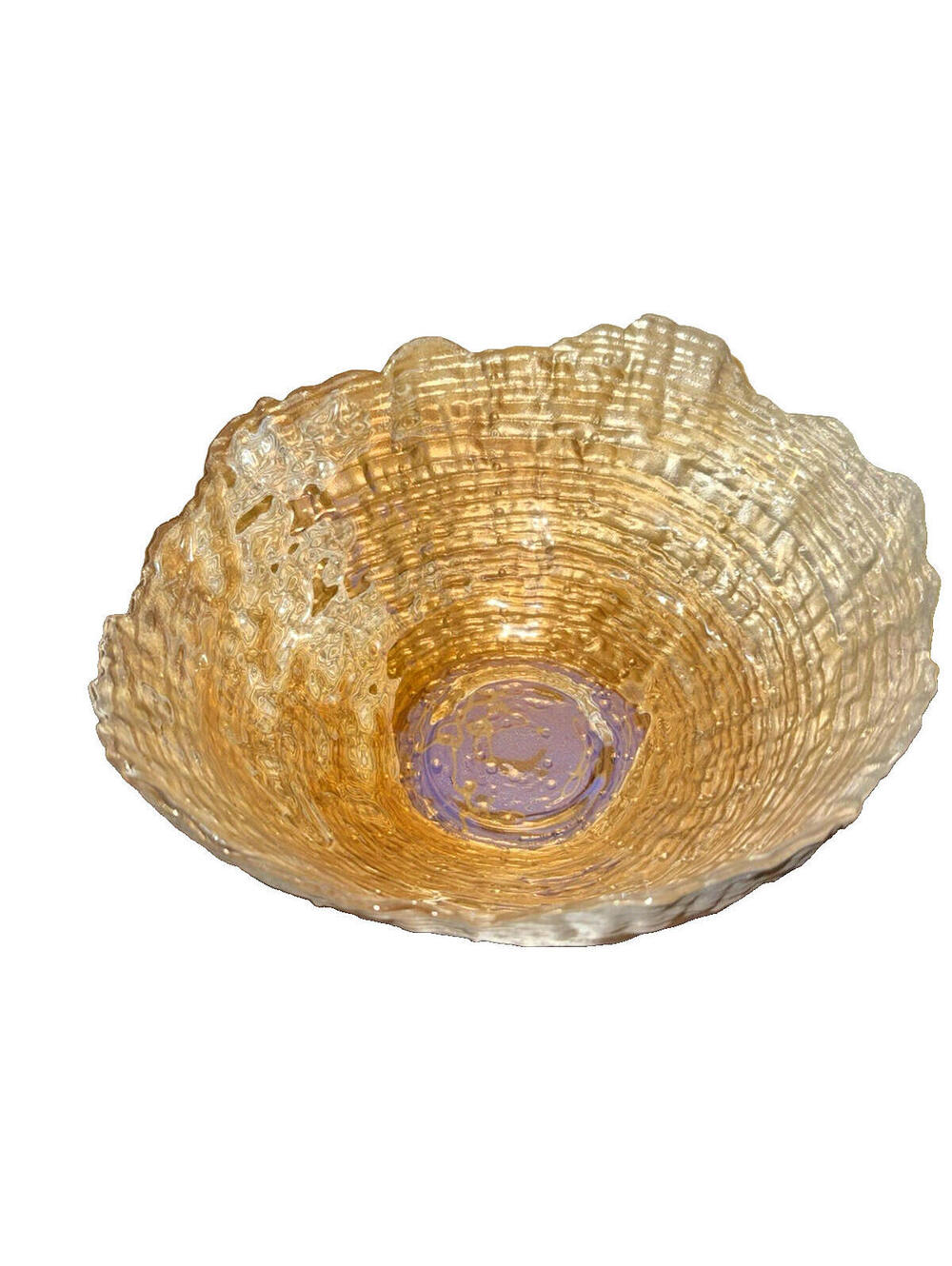 Mid Century glass bowl; gold; Irregular Edging; mcm, shabby chic
